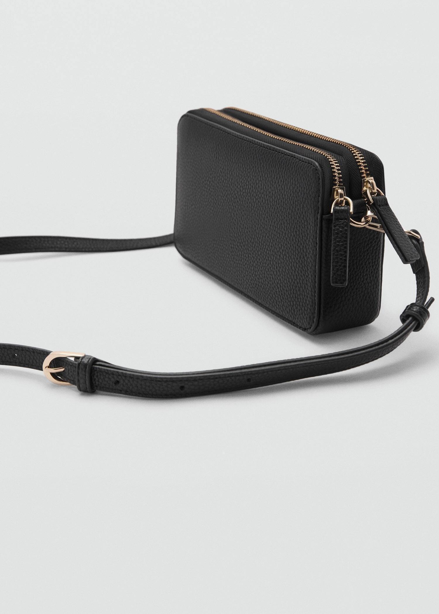 Black Shoulder Bag With Double Zip, Black, large image number 1