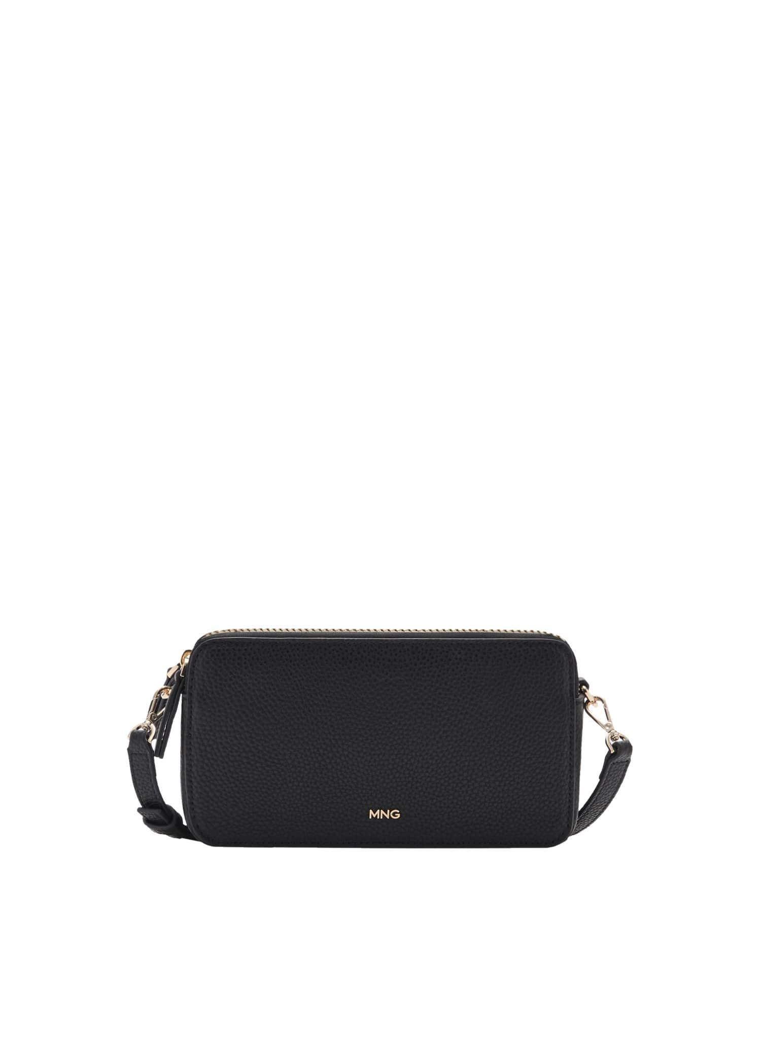 Black Shoulder Bag With Double Zip, Black, large image number 3
