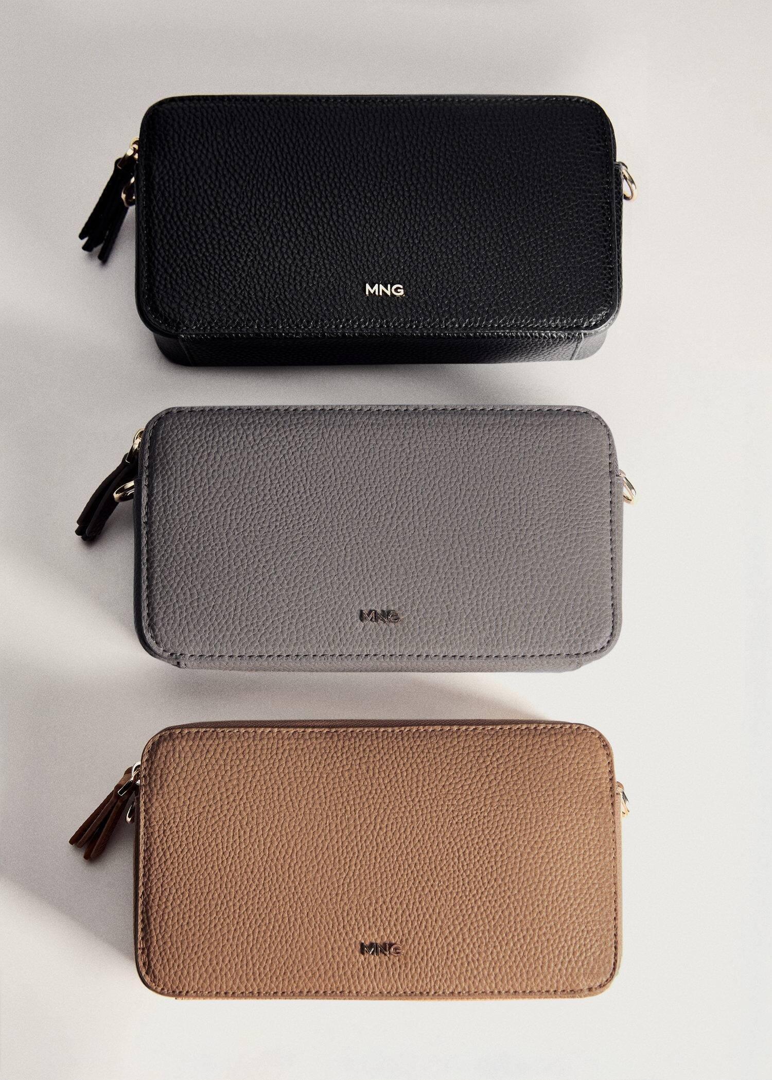 Black Shoulder Bag With Double Zip, Black, large image number 4