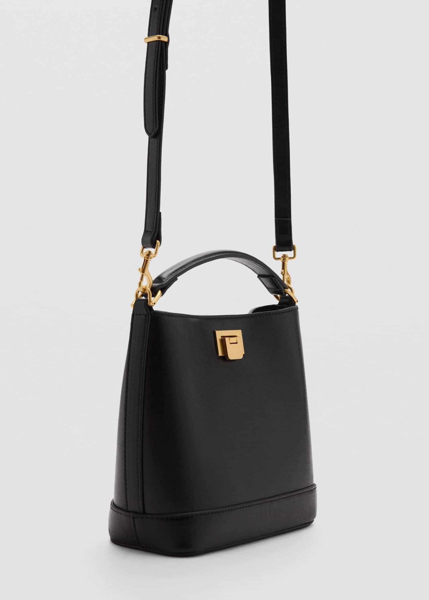 Black Mini Shopper Bag With Metallic Detail, Black, large image number 0