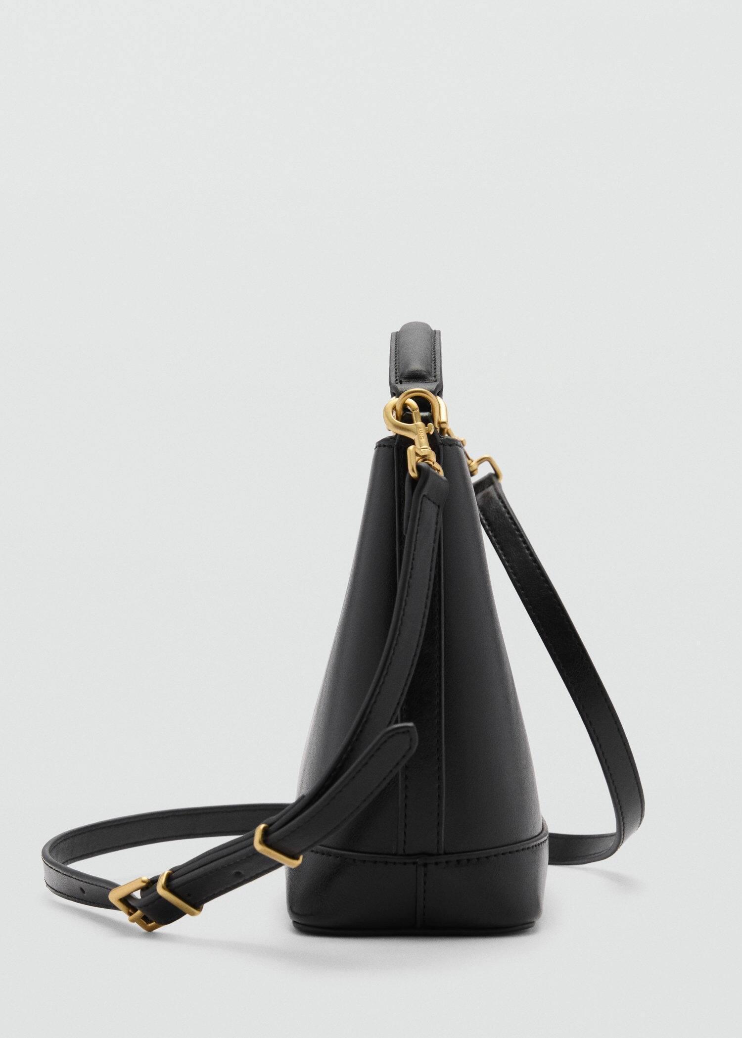 Black Mini Shopper Bag With Metallic Detail, Black, large image number 1