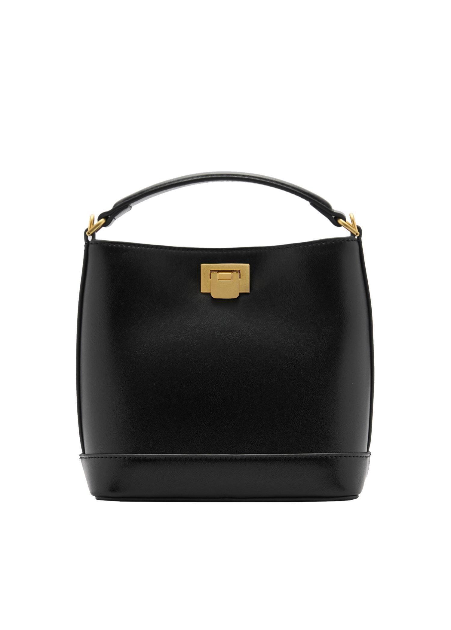 Black Mini Shopper Bag With Metallic Detail, Black, large image number 3