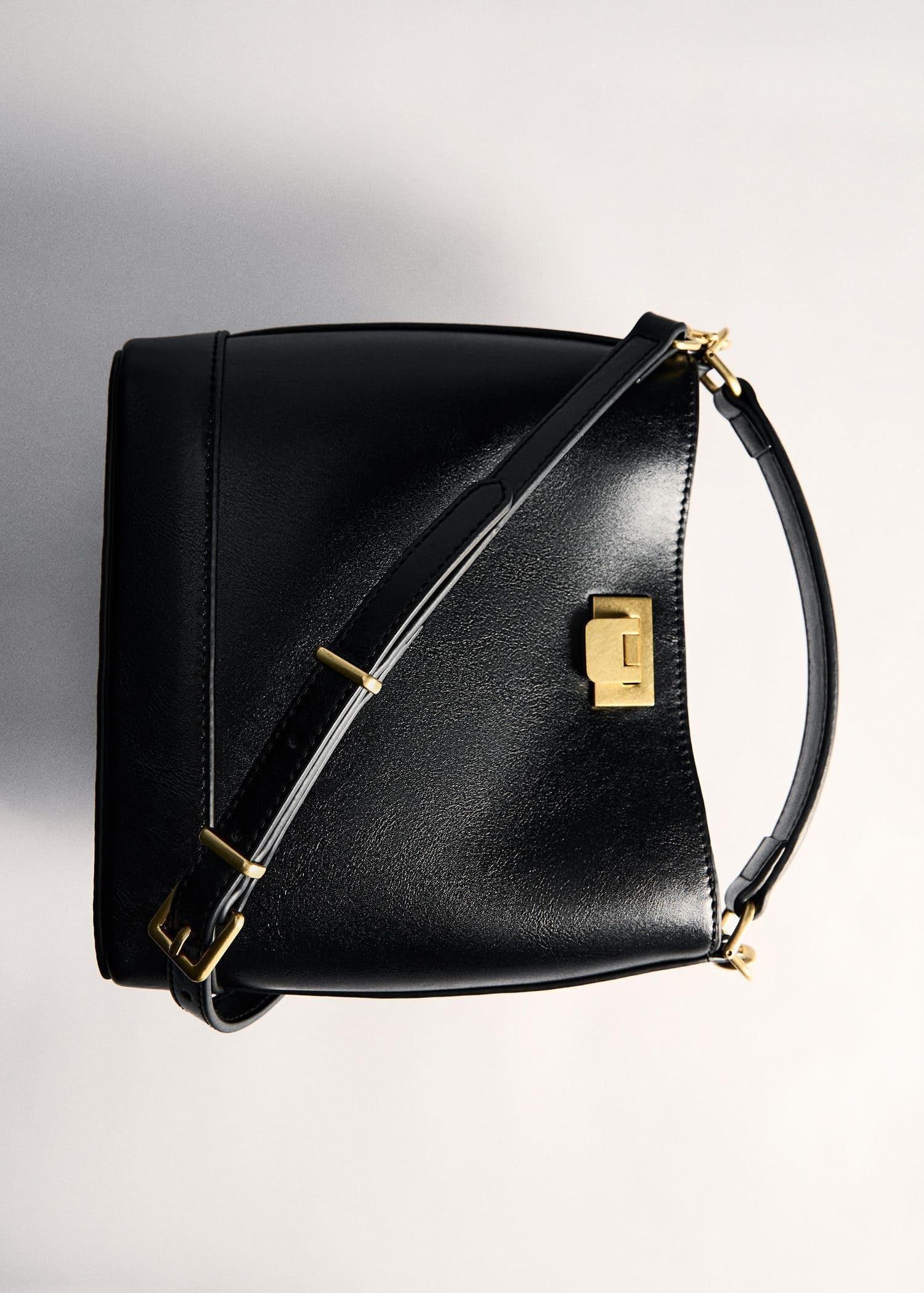 Black Mini Shopper Bag With Metallic Detail, Black, large image number 6