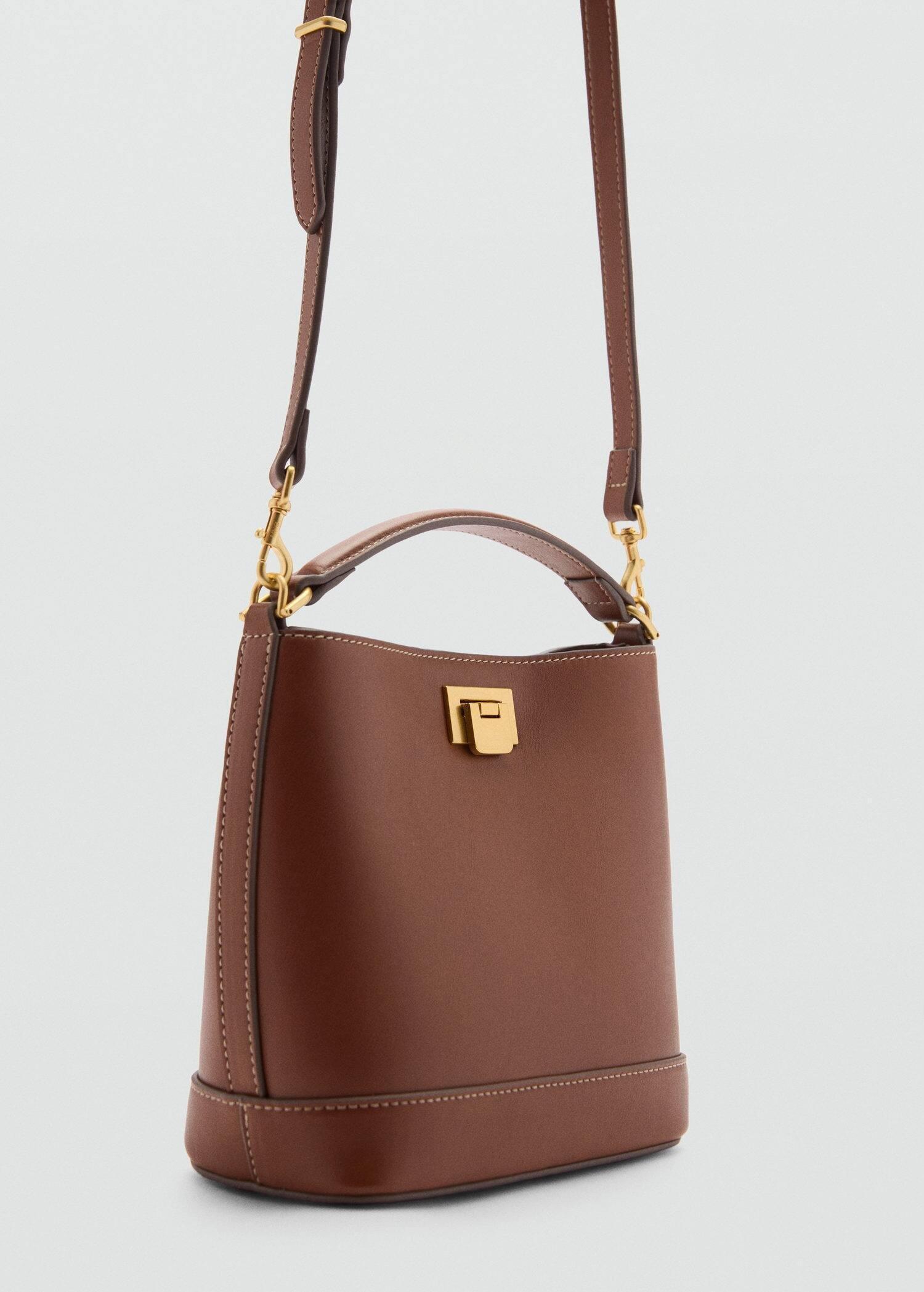 Brown Metallic Detail Mini Shopper Bag, Medium Brown, large image number 0