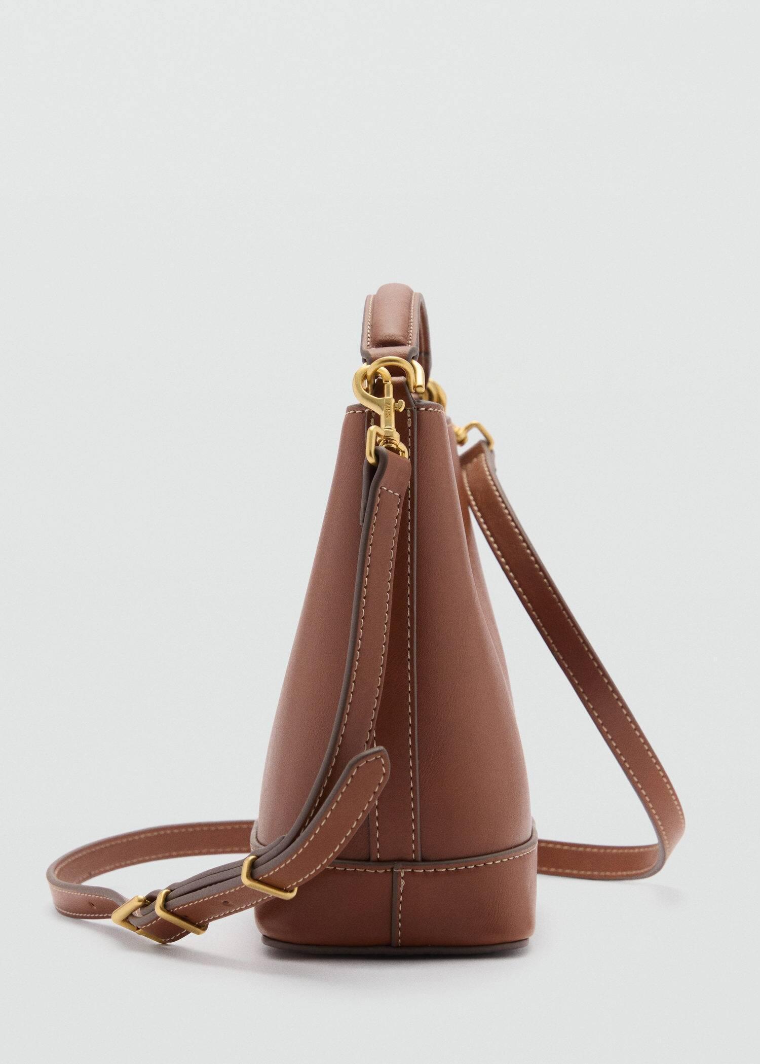 Brown Metallic Detail Mini Shopper Bag, Medium Brown, large image number 1