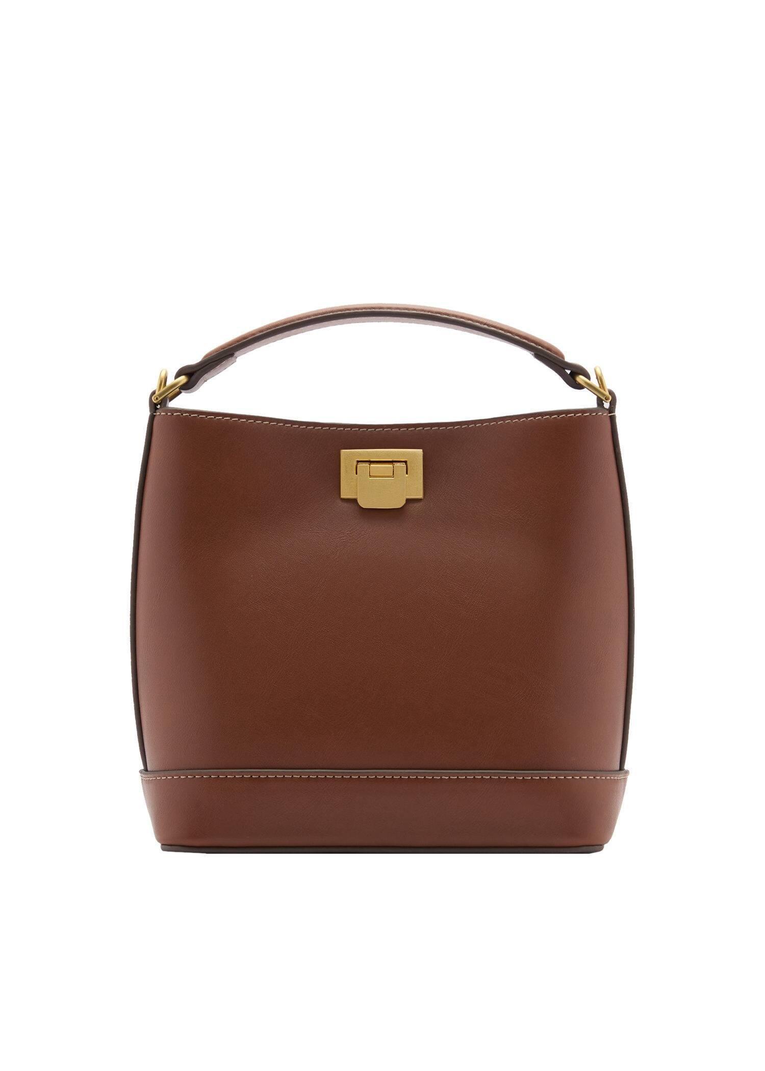 Brown Metallic Detail Mini Shopper Bag, Medium Brown, large image number 3