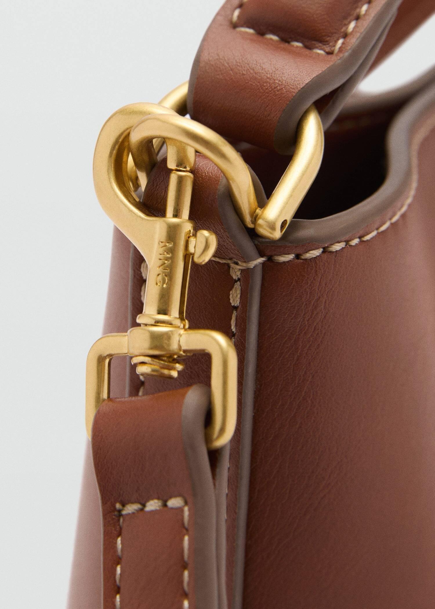 Brown Metallic Detail Mini Shopper Bag, Medium Brown, large image number 4