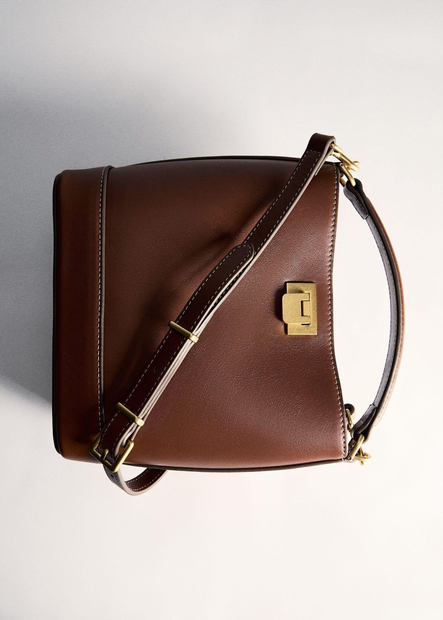 Brown Metallic Detail Mini Shopper Bag, Medium Brown, large image number 6