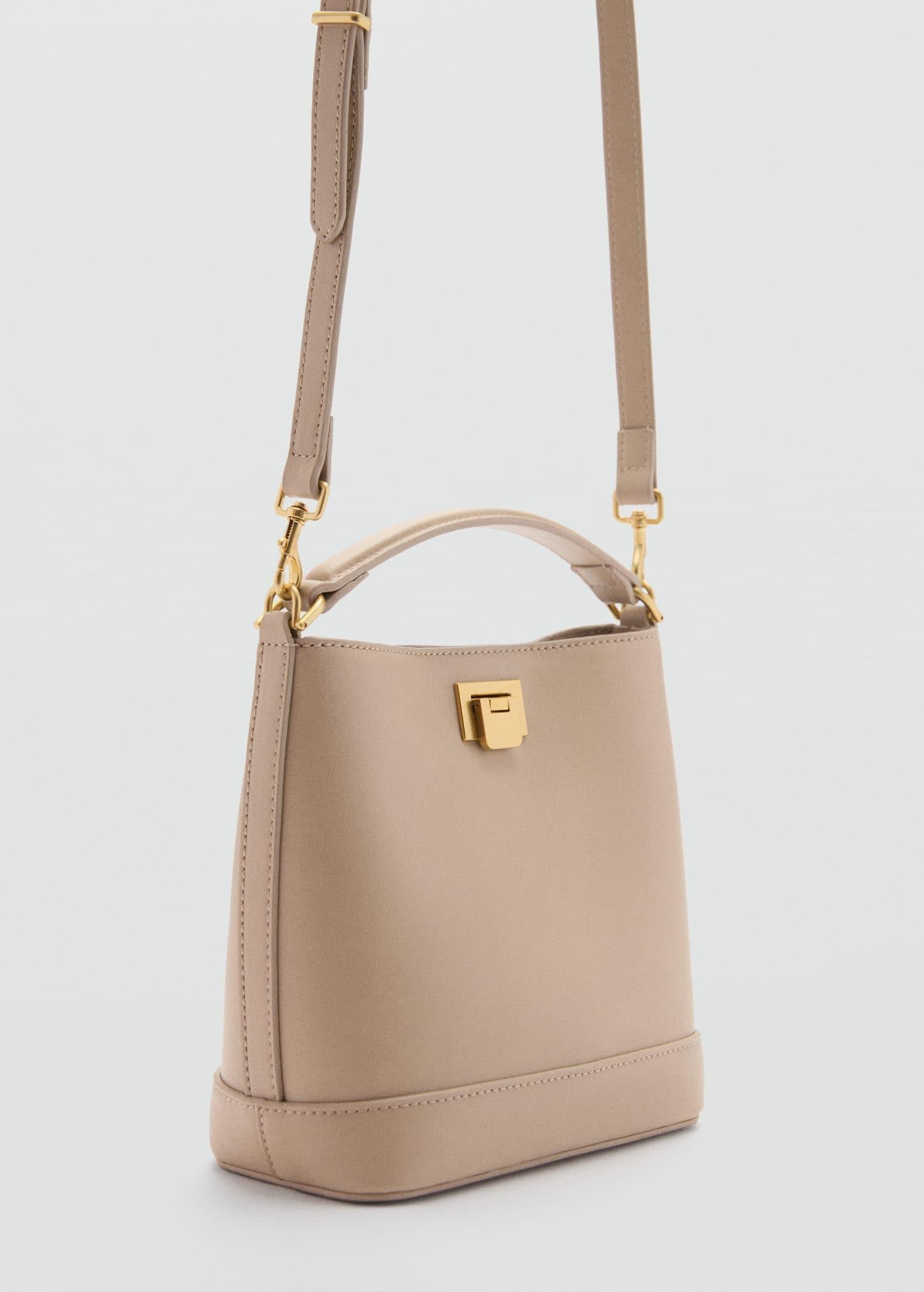Brown Metallic Detail Mini Shopper Bag, Light Pastel Brown, large image number 0