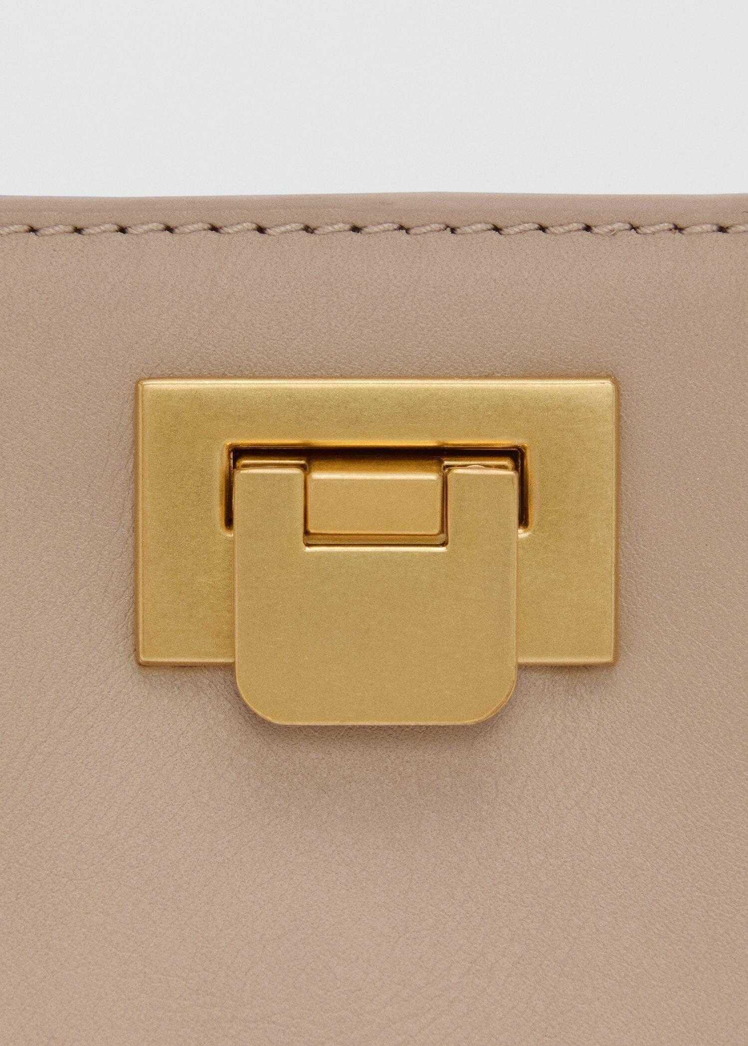 Brown Metallic Detail Mini Shopper Bag, Light Pastel Brown, large image number 2