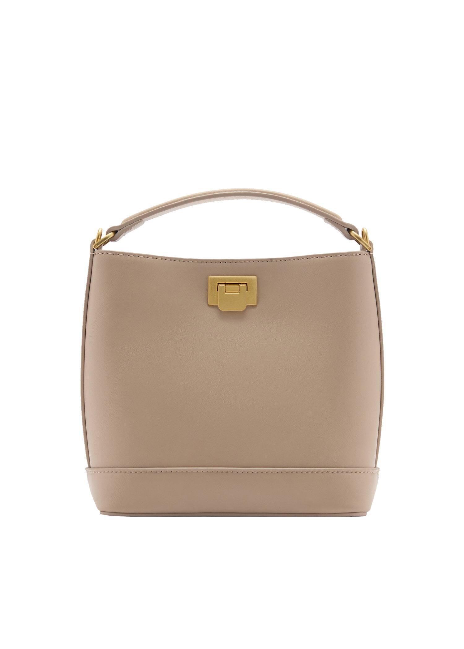 Brown Metallic Detail Mini Shopper Bag, Light Pastel Brown, large image number 3
