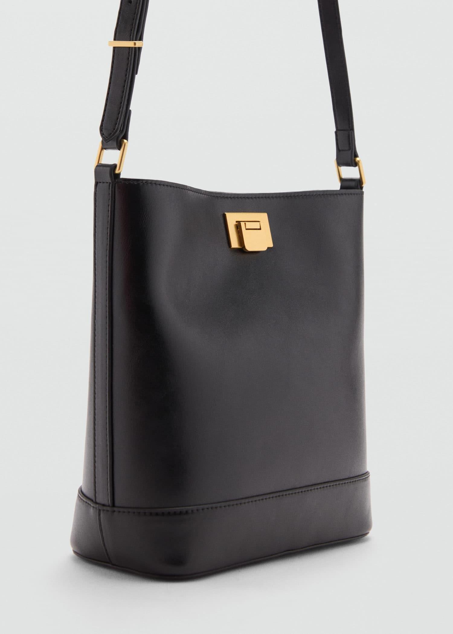 Black Shopper Bag With Padlock, , medium