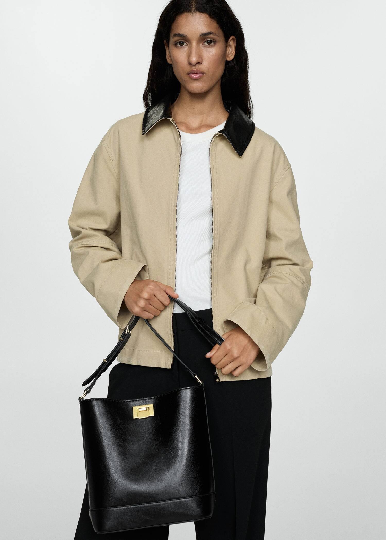 Black Shopper Bag With Padlock, 0201_99, large image number 7