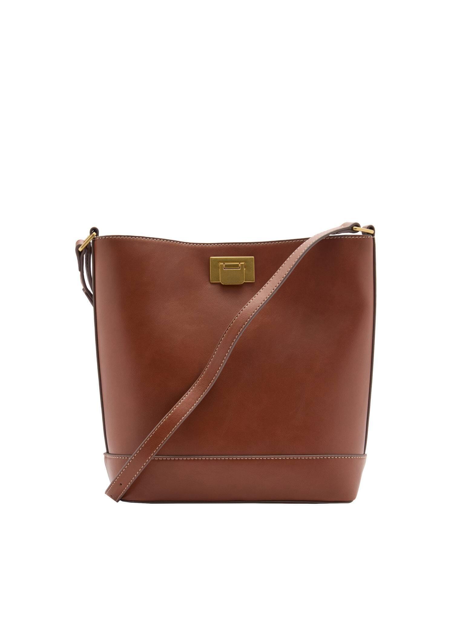 Brown Shopper Bag With Padlock, 0201_CU, large image number 3