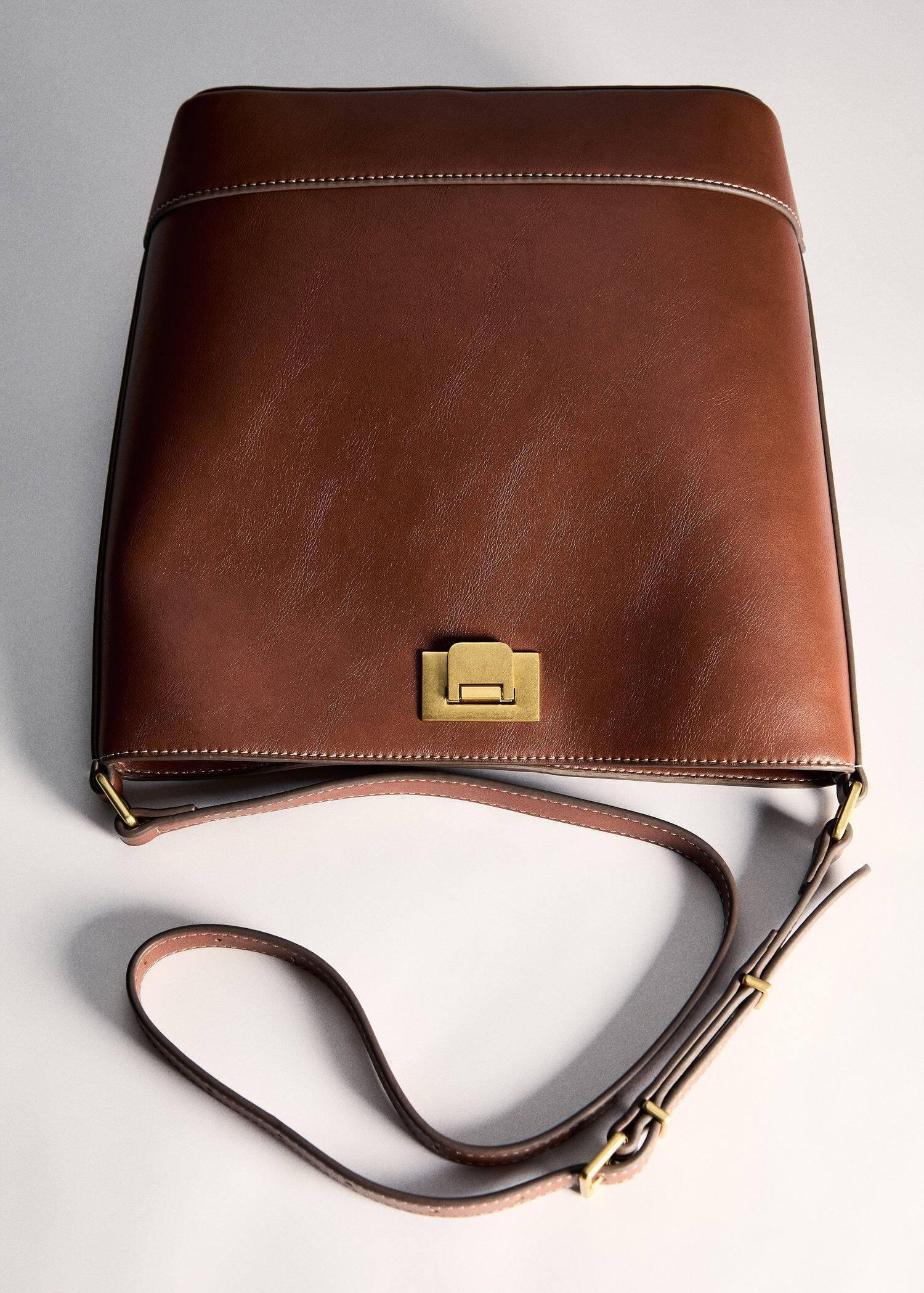 Brown Shopper Bag With Padlock, 0201_CU, large image number 6
