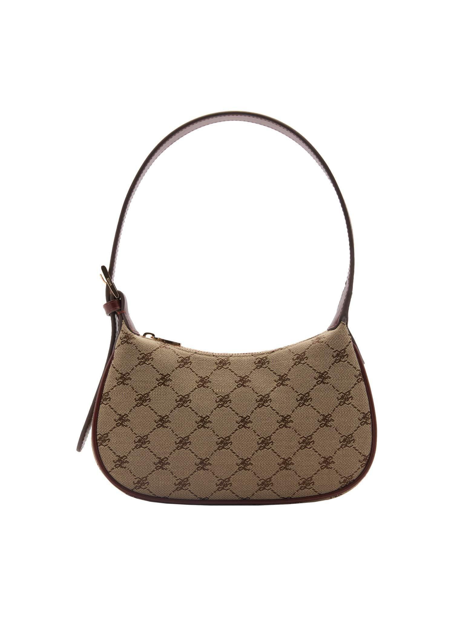 Brown Shoulder Bag With Printed Logo, Brown, large image number 3