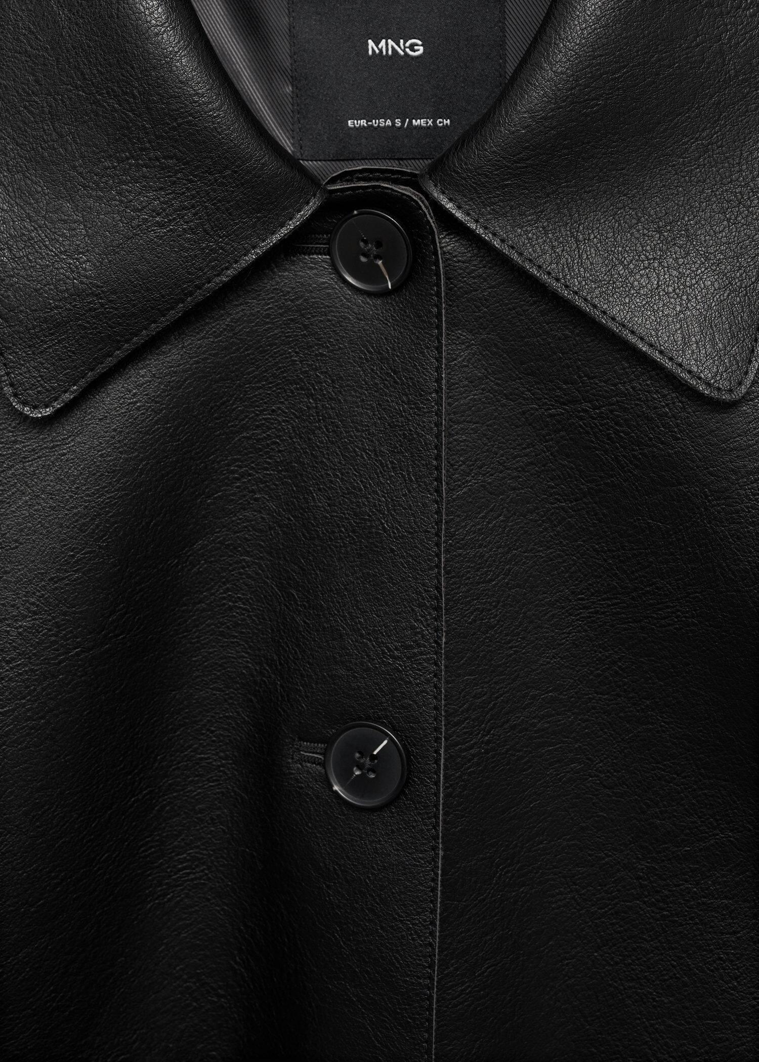 Black Faux Leather Jacket With Pockets, , large image number 5