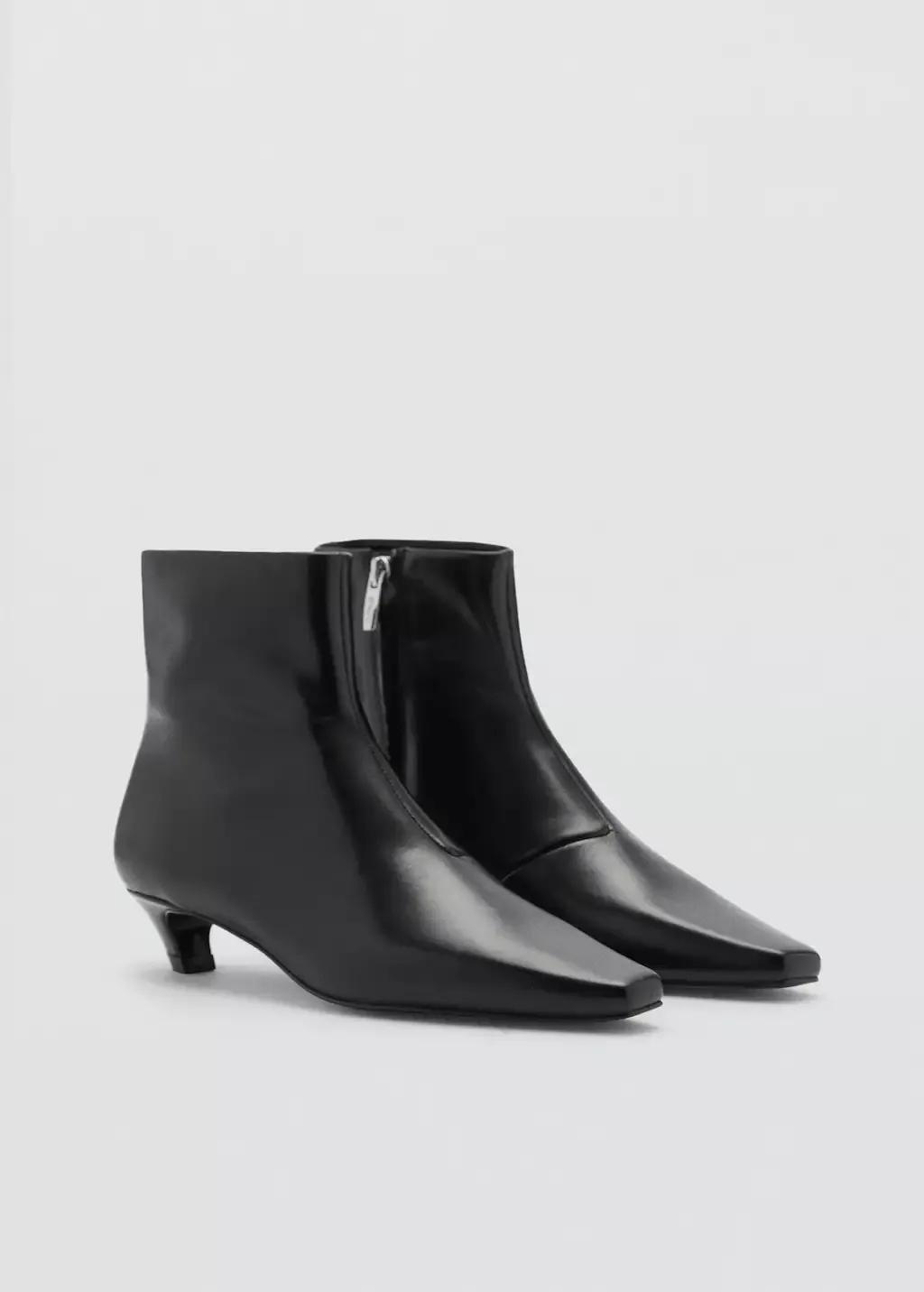 Black Leather Boots With Kitten Heels, , large image number 1