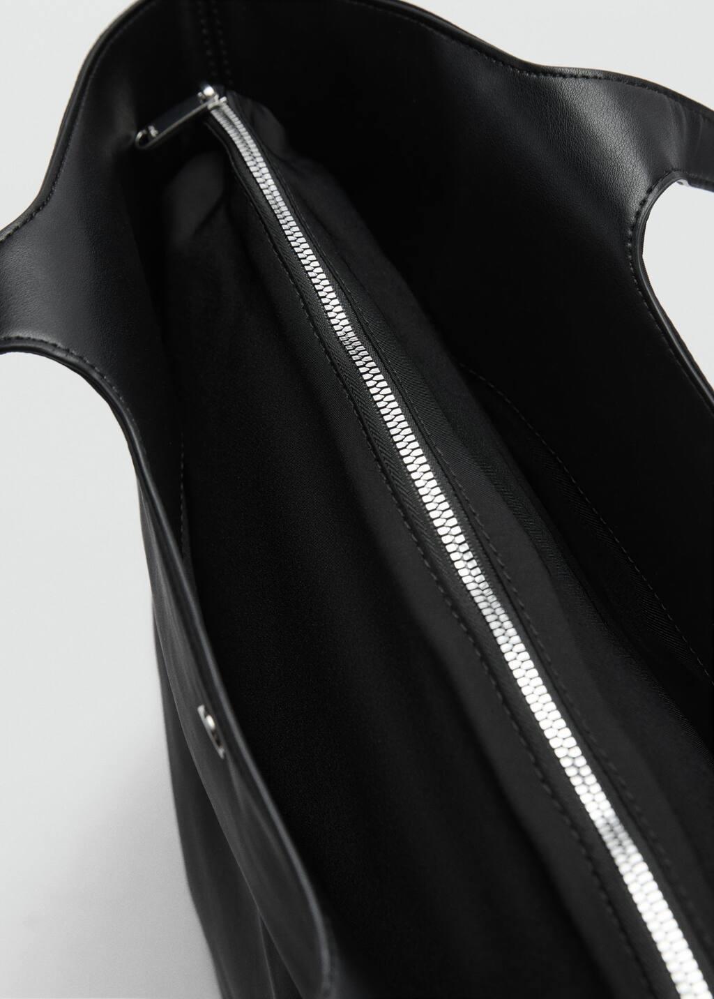 Black Nylon Bag With Double Handles, Black, large image number 1