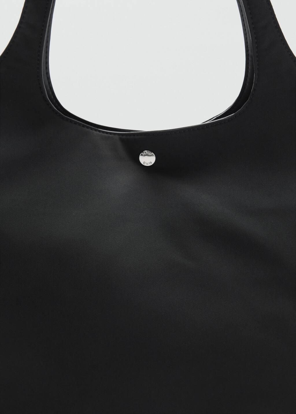 Black Nylon Bag With Double Handles, Black, large image number 2
