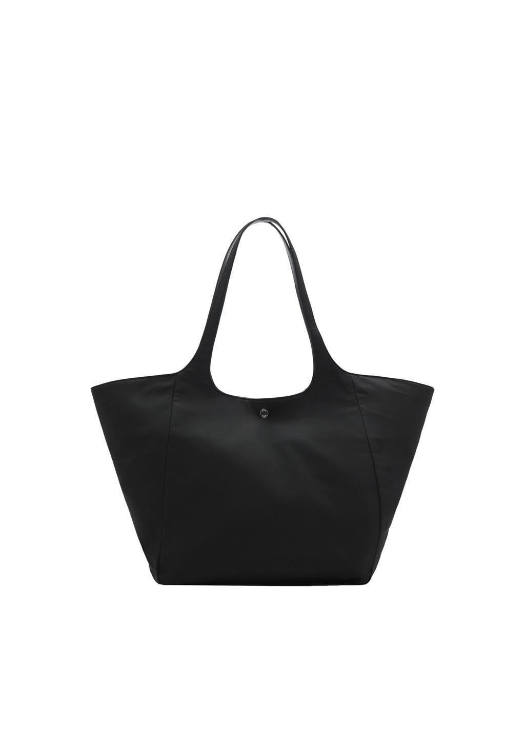 Black Nylon Bag With Double Handles, Black, large image number 3