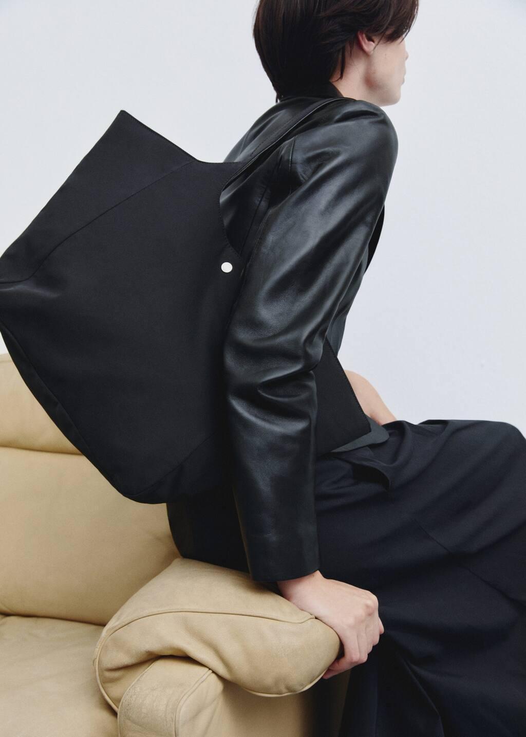 Black Nylon Bag With Double Handles, Black, large image number 4