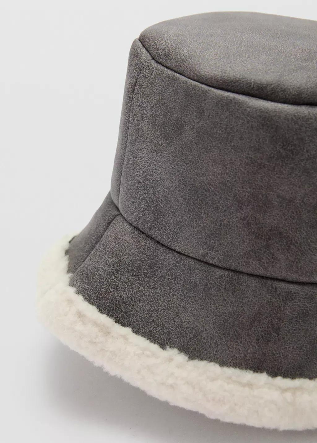 Grey Shearling Bucket Hat, Grey, large image number 0