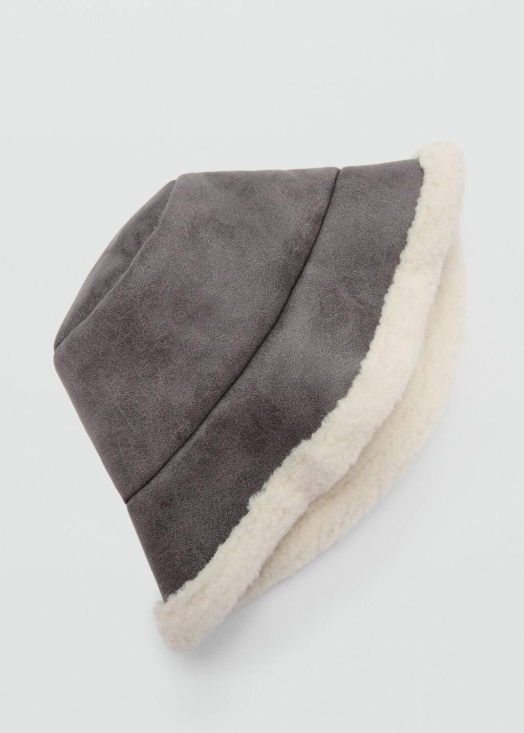 Grey Shearling Bucket Hat, Grey, large image number 1