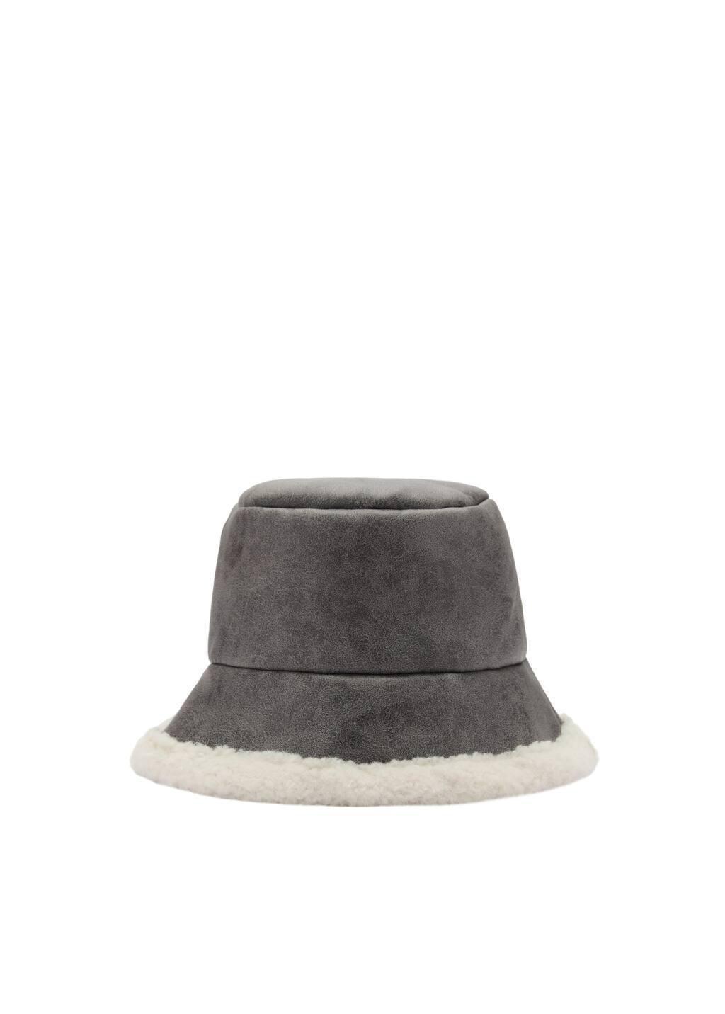 Grey Shearling Bucket Hat, Grey, large image number 2
