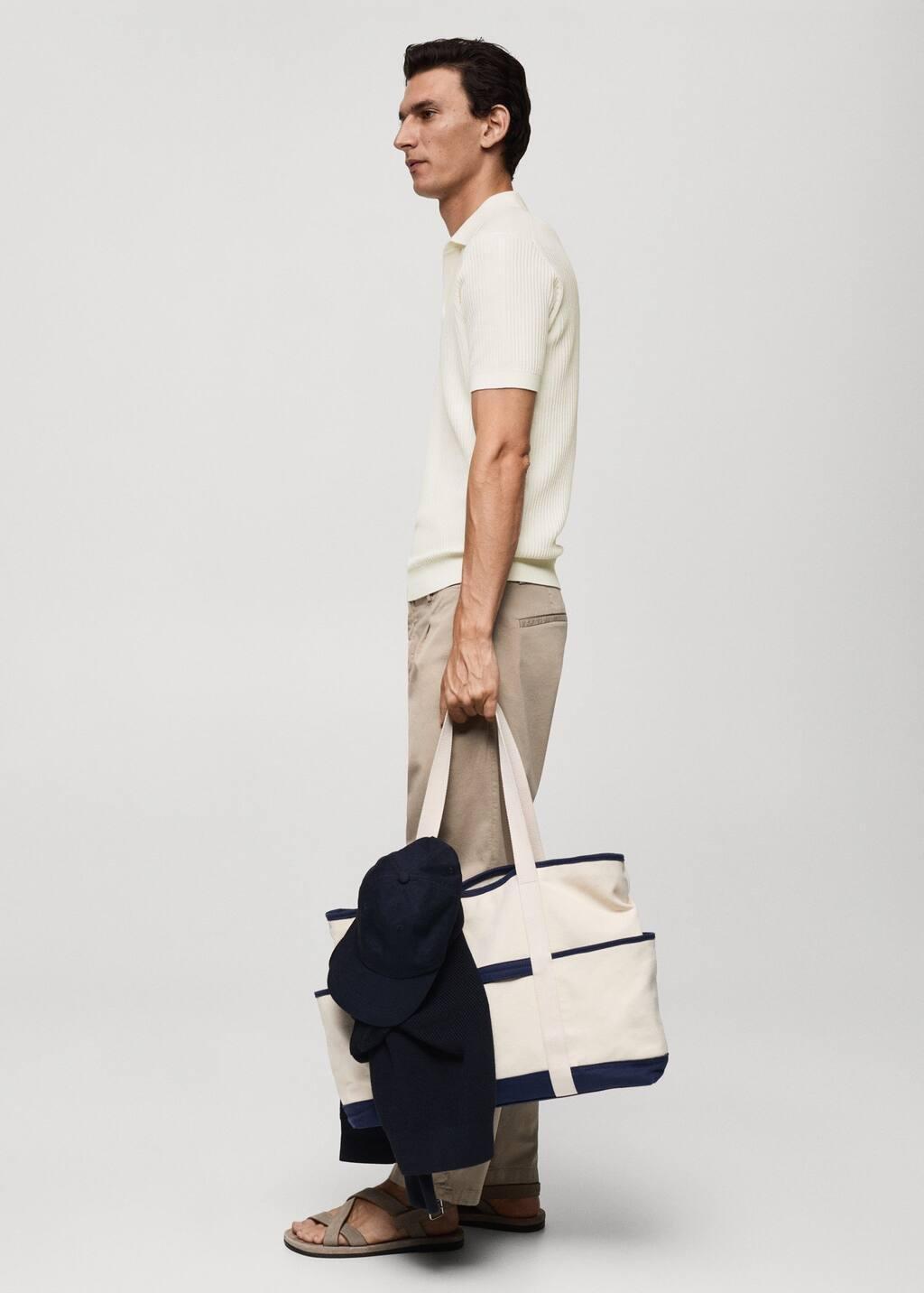 White Fine-Knit Ribbed Cotton Polo Shirt, , large image number 2