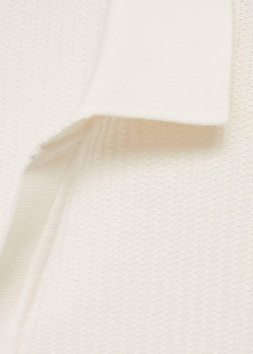 White Fine-Knit Ribbed Cotton Polo Shirt, , large image number 4