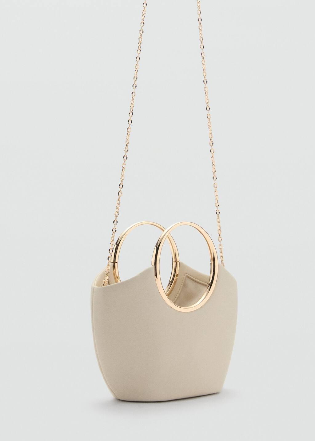 White Handbag With Metallic Details, Natural White, large image number 0