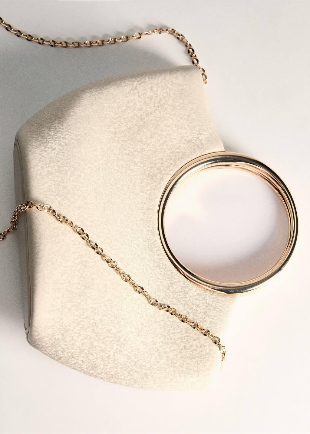 White Handbag With Metallic Details, Natural White, large image number 4