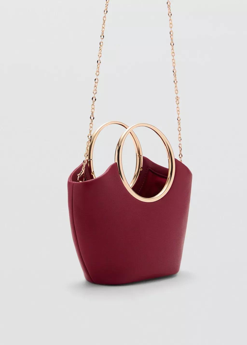 Red Handbag With Metallic Details, Red, large image number 0