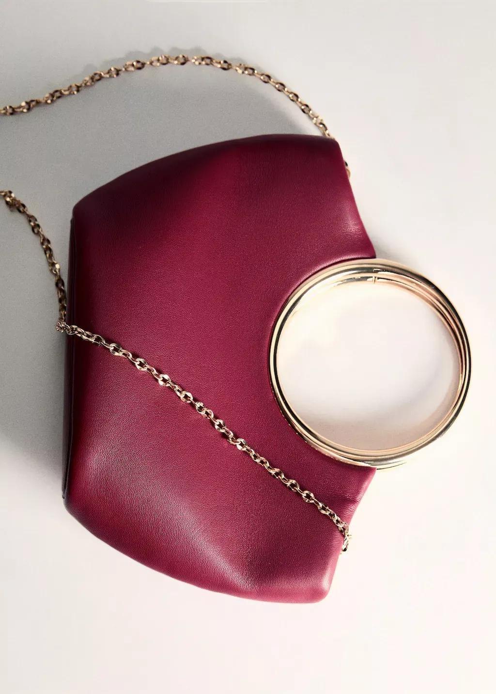 Red Handbag With Metallic Details, Red, large image number 4