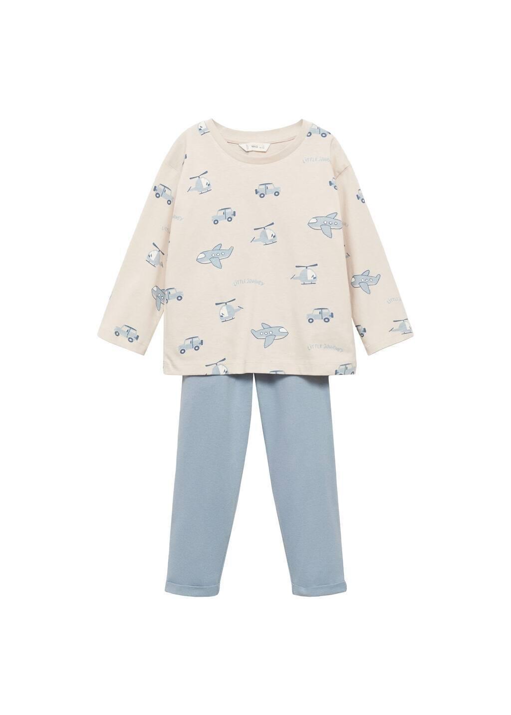 LT PASTEL BROWN Printed long pyjamas, Baby Boy, , large image number 0
