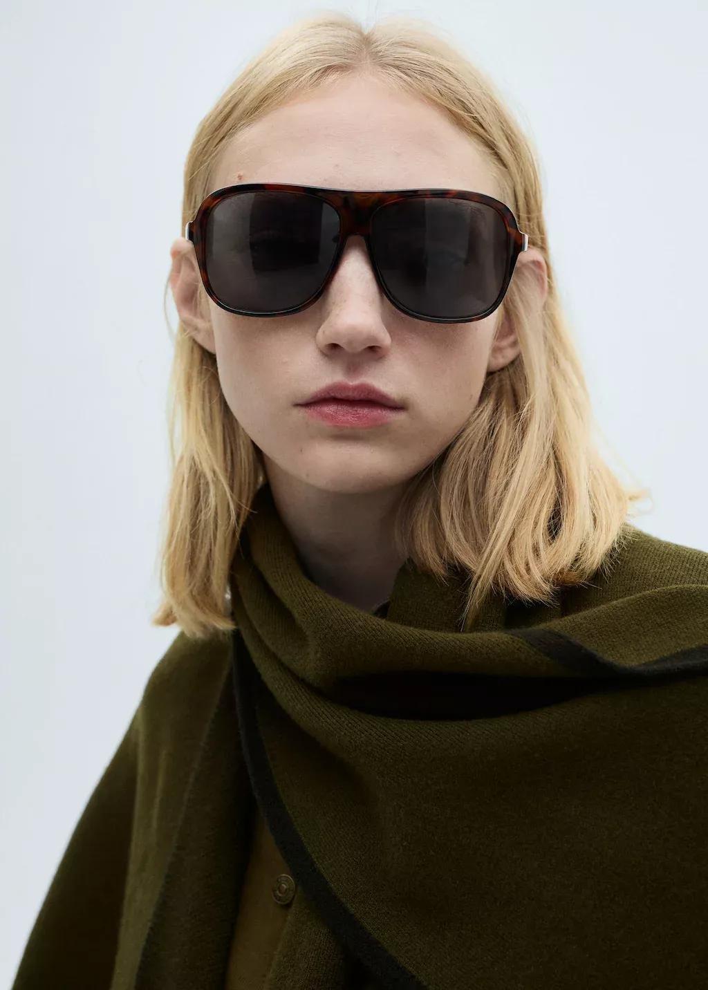 Khaki Contrast Trim Knit Cape, 0201_37, large image number 1