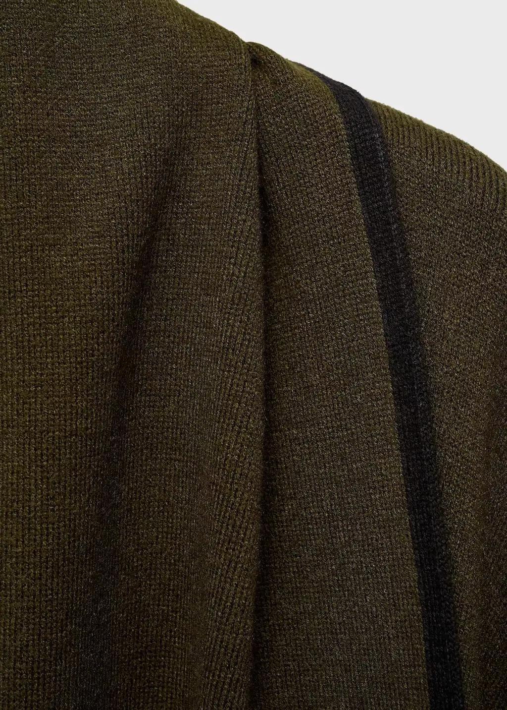 Khaki Contrast Trim Knit Cape, 0201_37, large image number 5