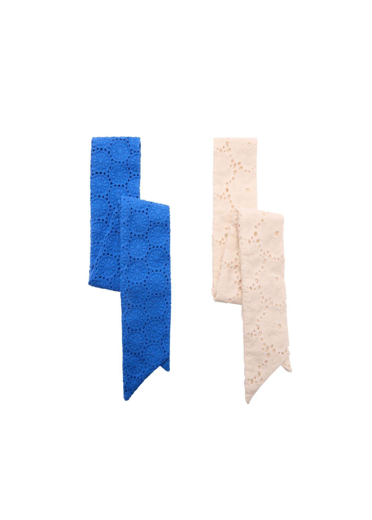 Blue Embroidered Scarves, Set Of 2, Medium Blue, large image number 1