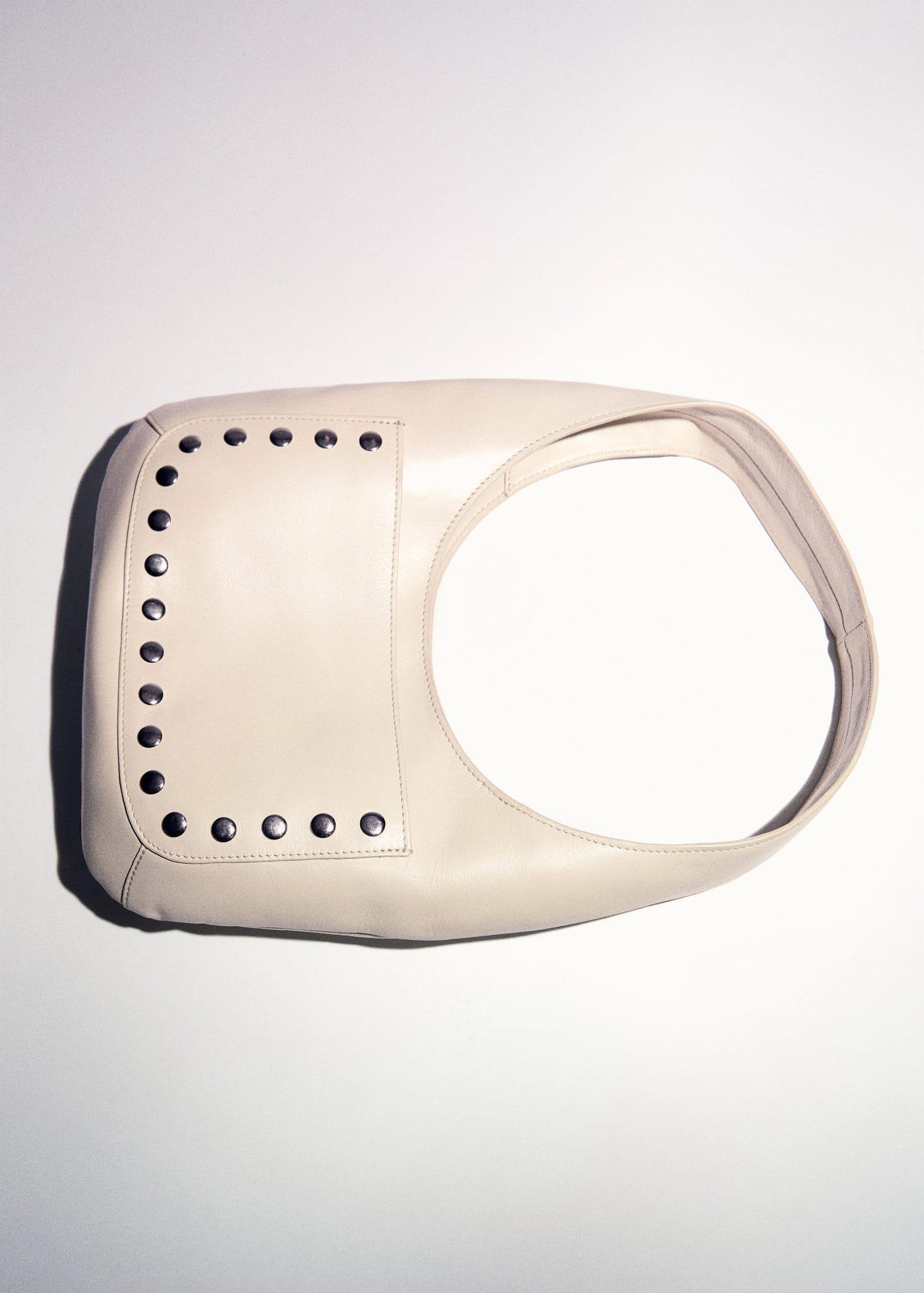 White Embroidered Leather Handbag, White, large image number 4