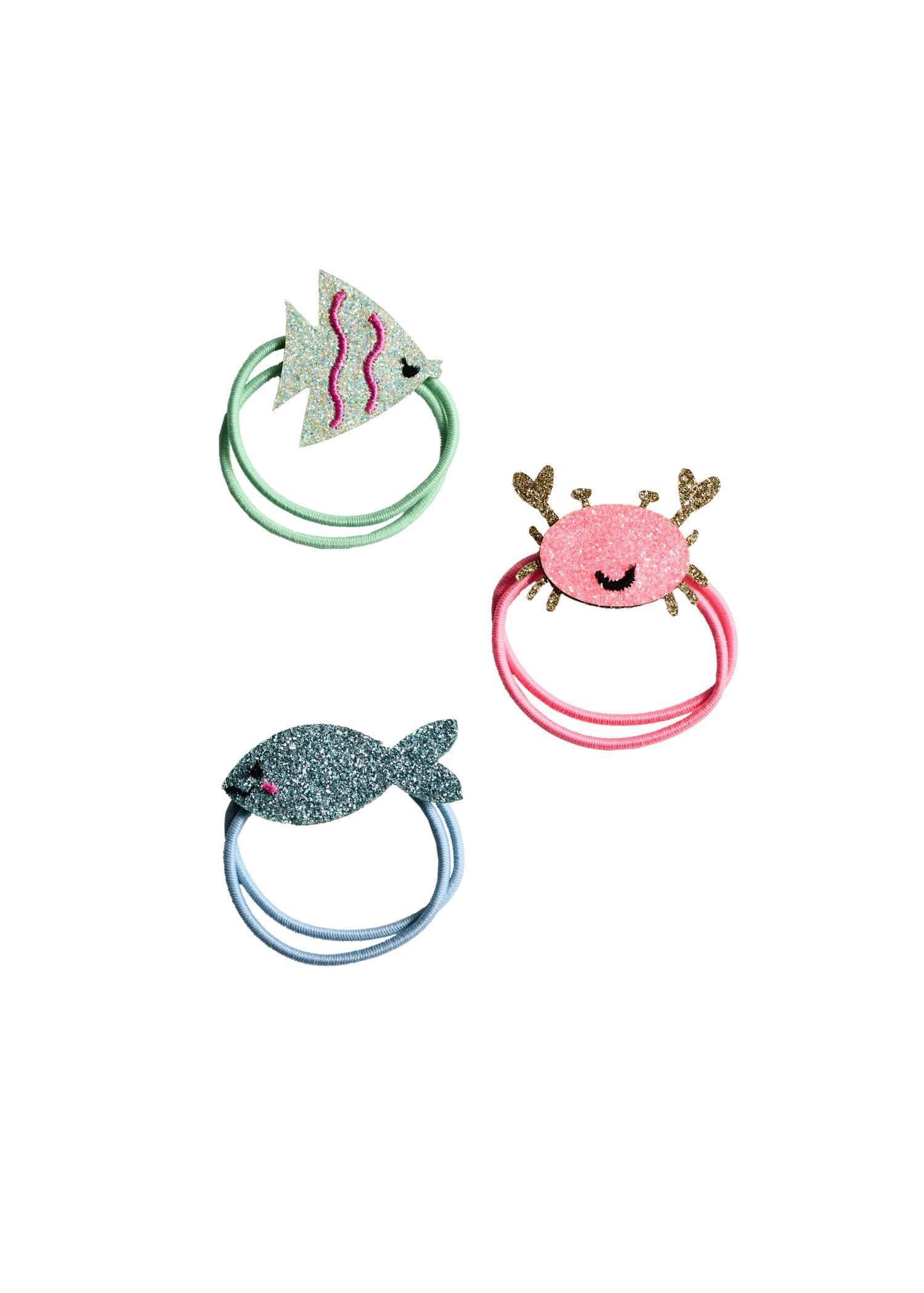 Pink Glitter Hair Tie , Set Of 3, Kids Girls, Pink, large image number 1