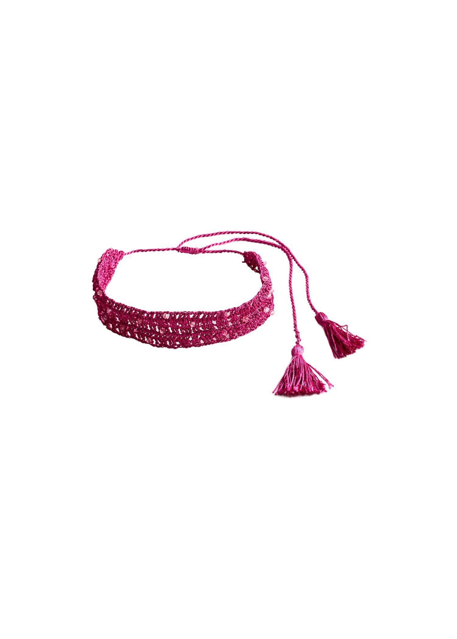 Pink Crystal Choker Necklace, Bright Pink, large image number 2