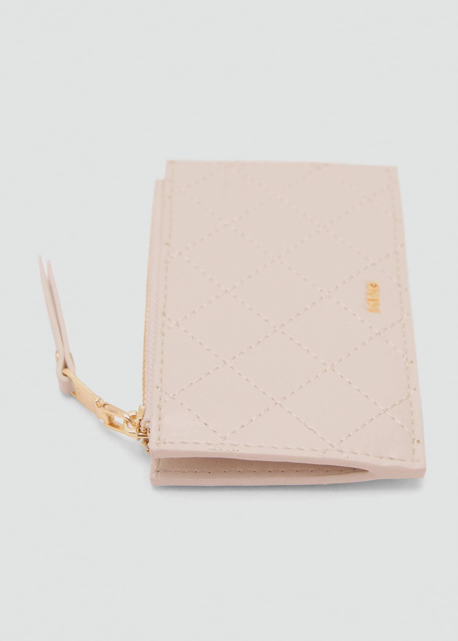 White Card Holder With Decorative Stitching, Natural White, large image number 0