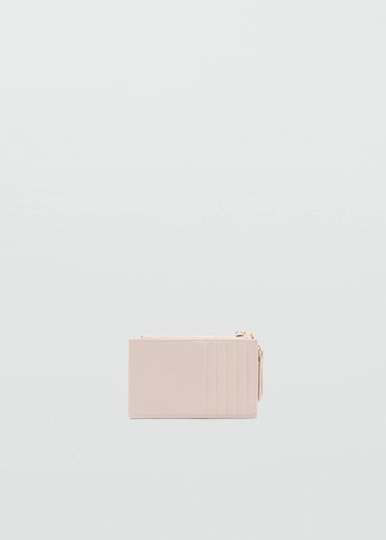 White Card Holder With Decorative Stitching, Natural White, large image number 1