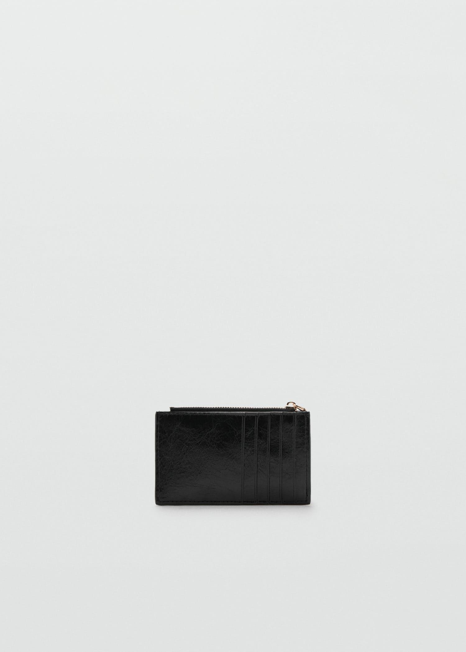 Black Card Holder With Decorative Stitching, , medium