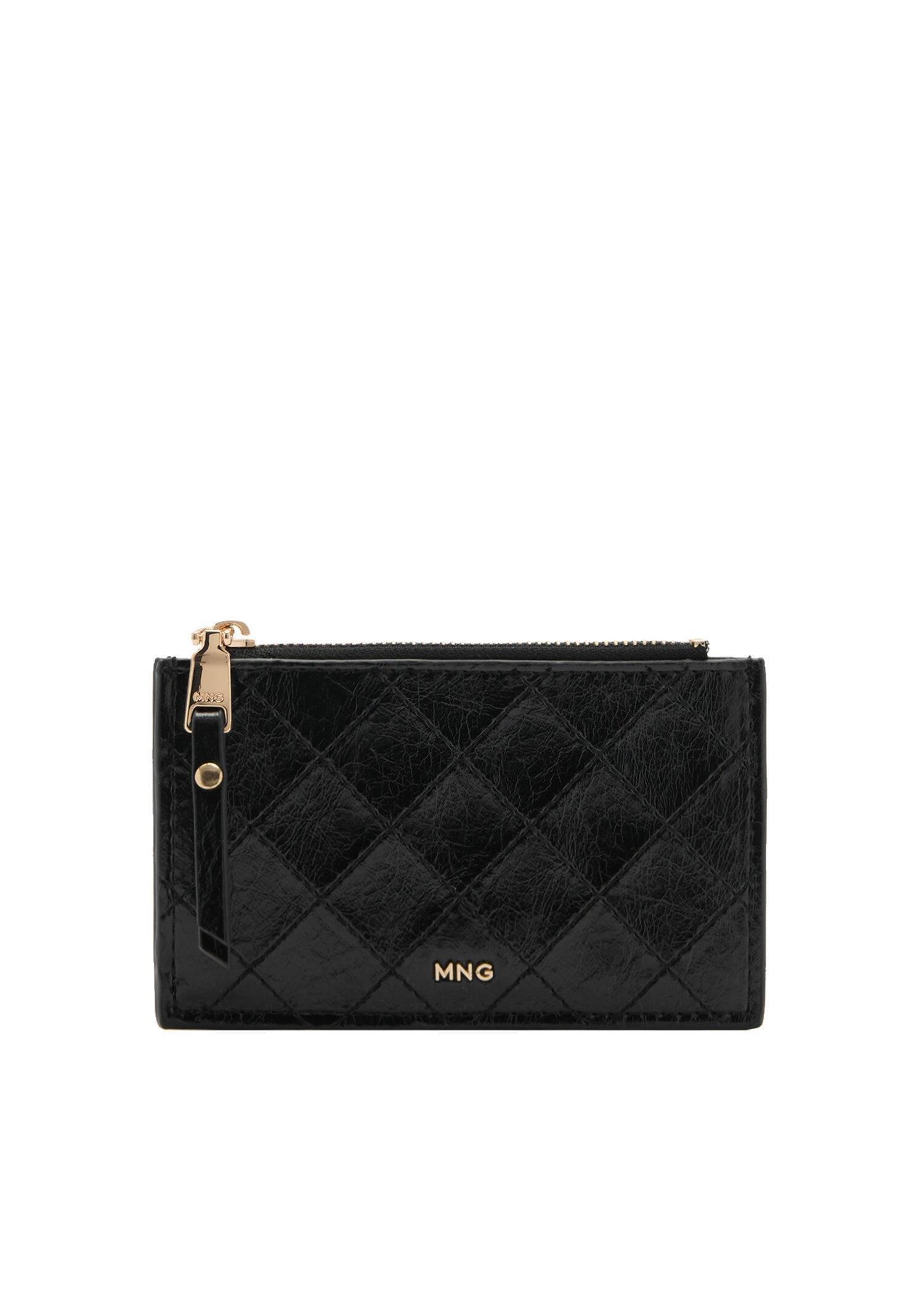Black Card Holder With Decorative Stitching, Black, large image number 3