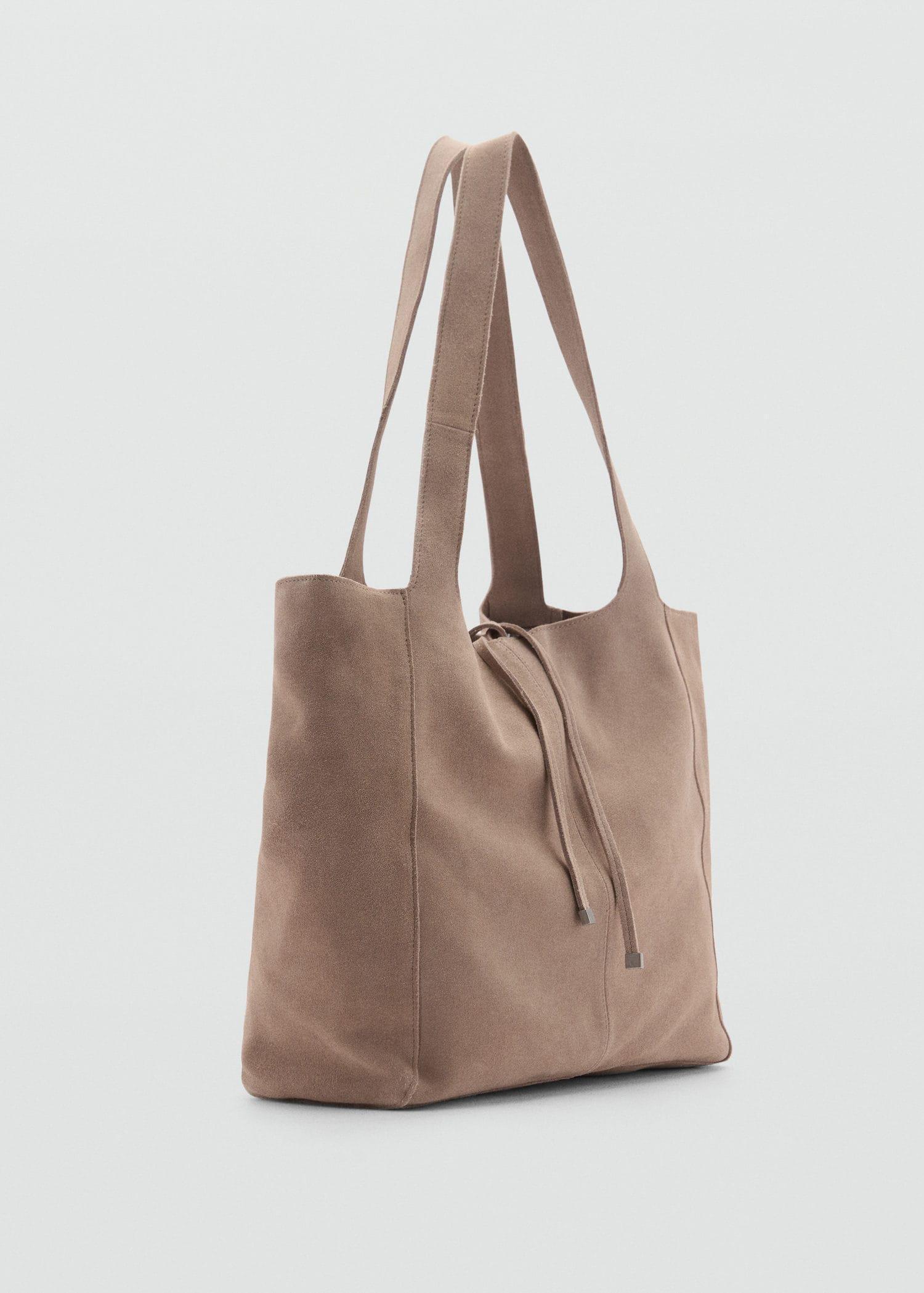 Brown Leather Shopper Bag, Light Pastel Brown, large image number 0