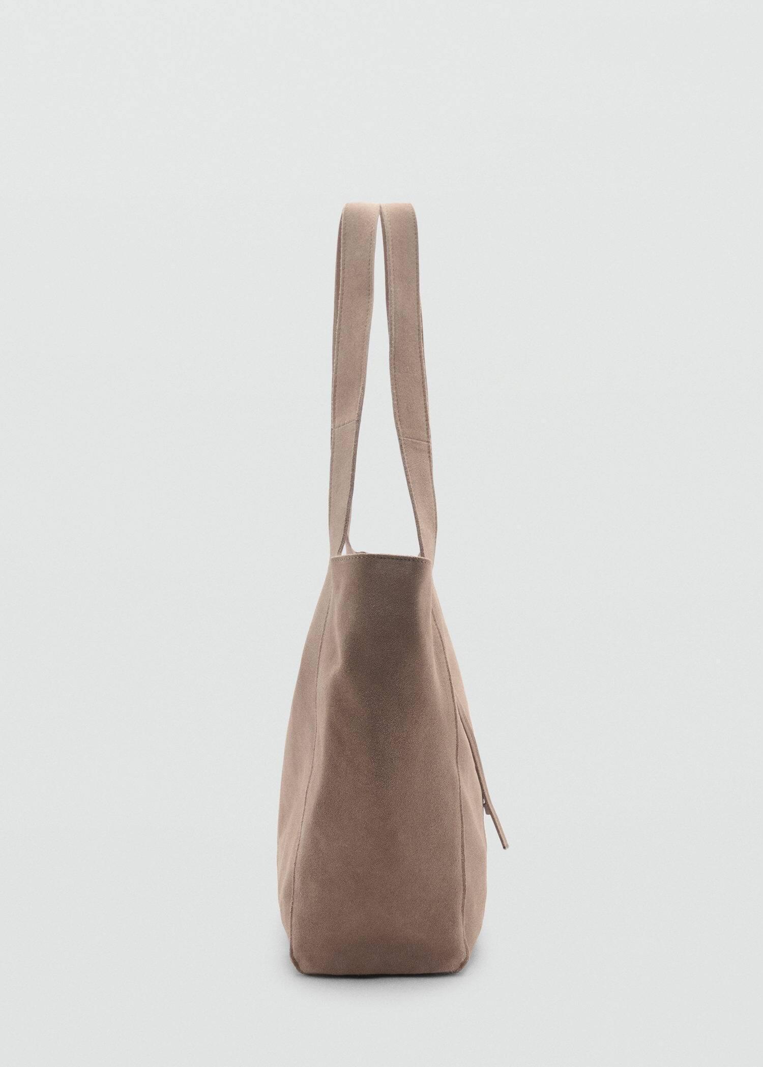 Brown Leather Shopper Bag, Light Pastel Brown, large image number 1