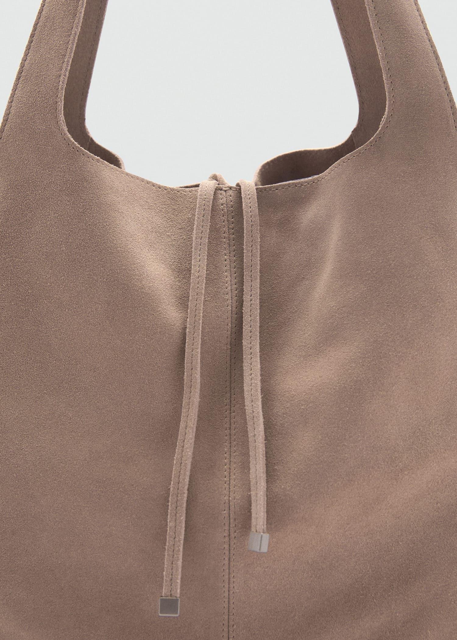 Brown Leather Shopper Bag, Light Pastel Brown, large image number 2