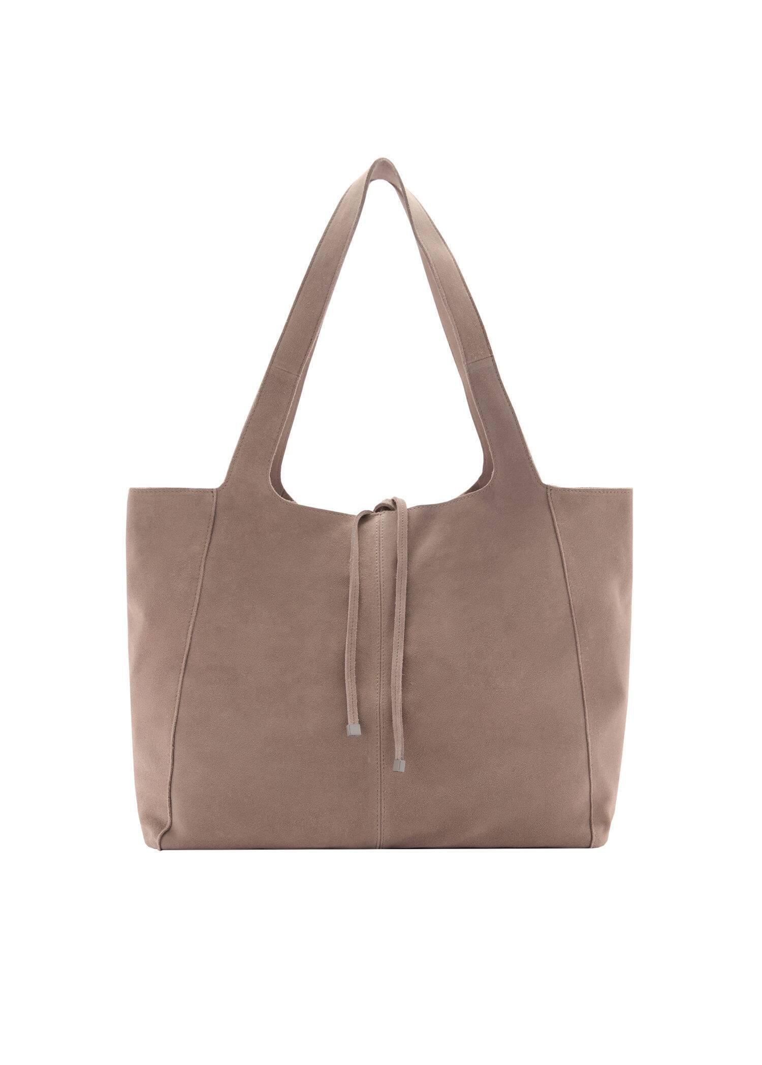 Brown Leather Shopper Bag, Light Pastel Brown, large image number 3